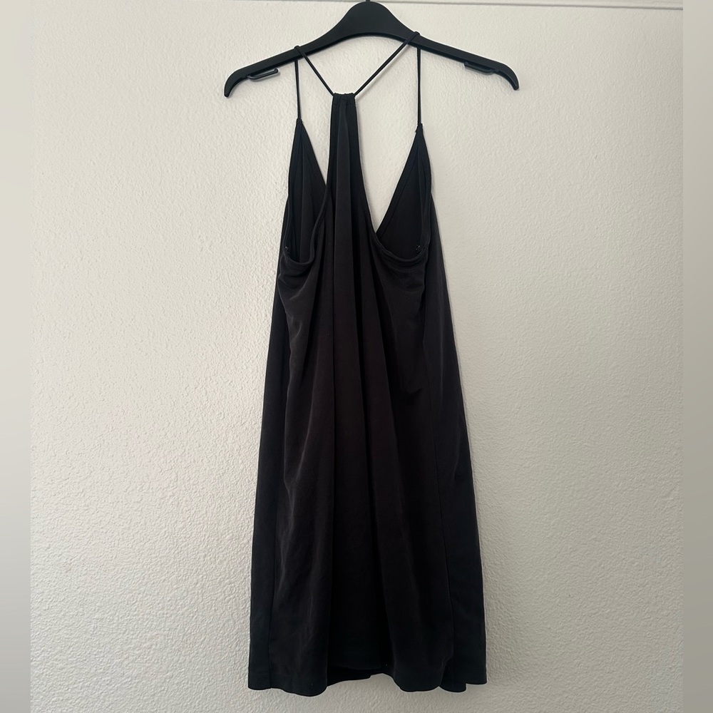 Urban Outfitters Silence + Noise Cupro Mini V Neck Dress Black - Picture 4 of 4